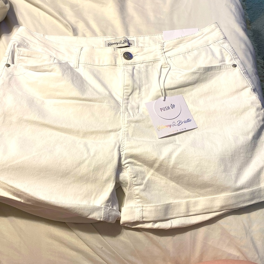 White jean shorts